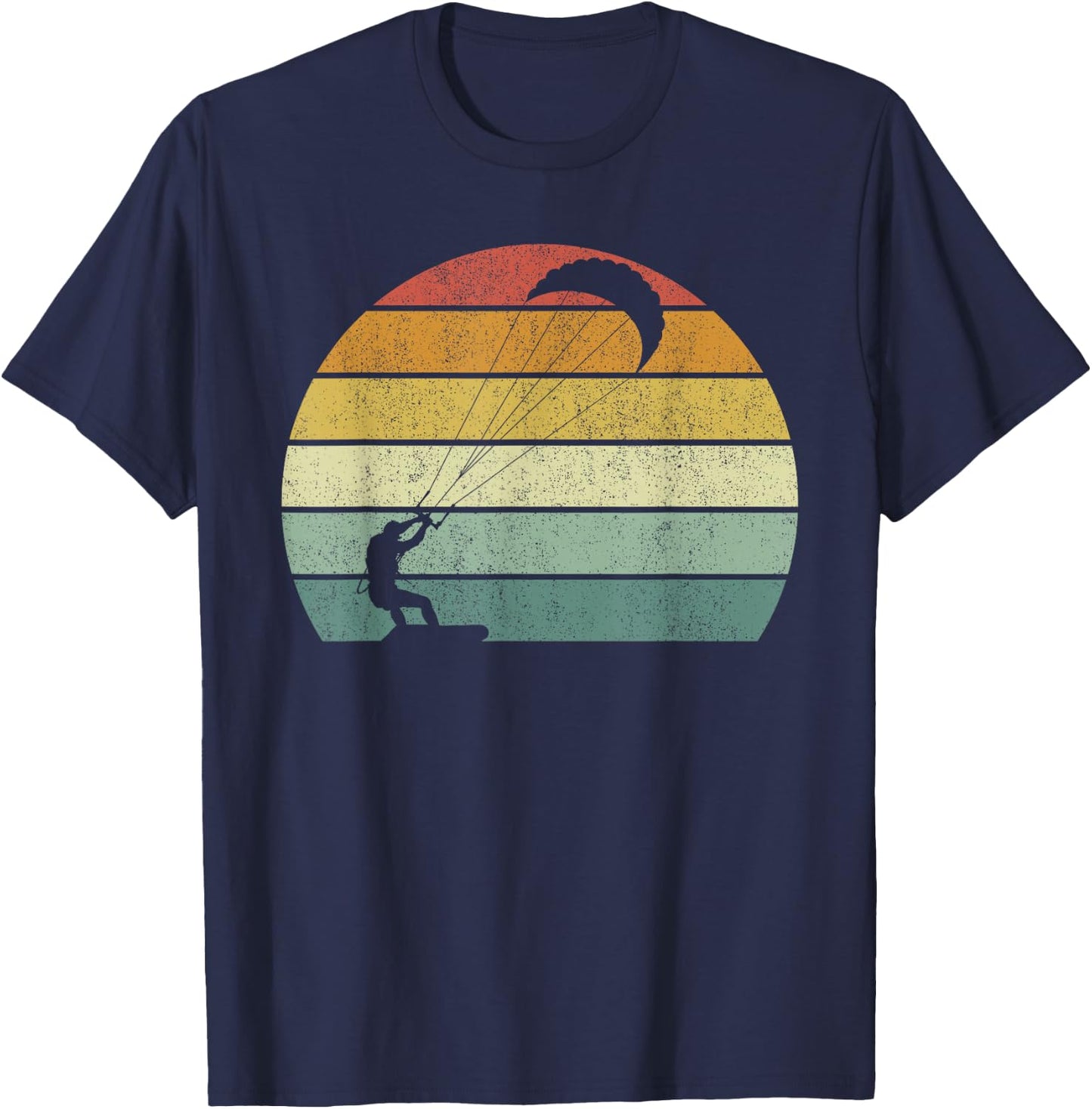 Vintage Retro Kiteboarding Shirt Kitesurfing Kitesurf Gift T-Shirt - T-Shirt | Navy
