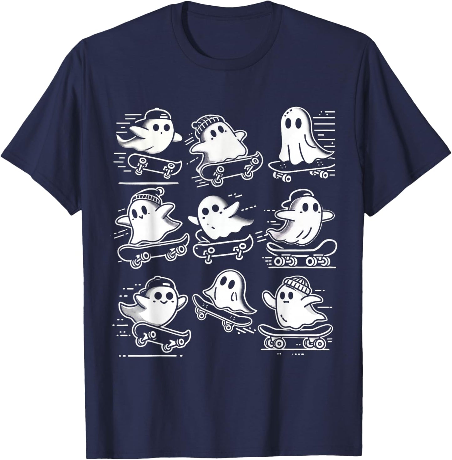 Funny Ghost Skateboard Halloween Costume Skateboarding T-Shirt - T-Shirt | Navy