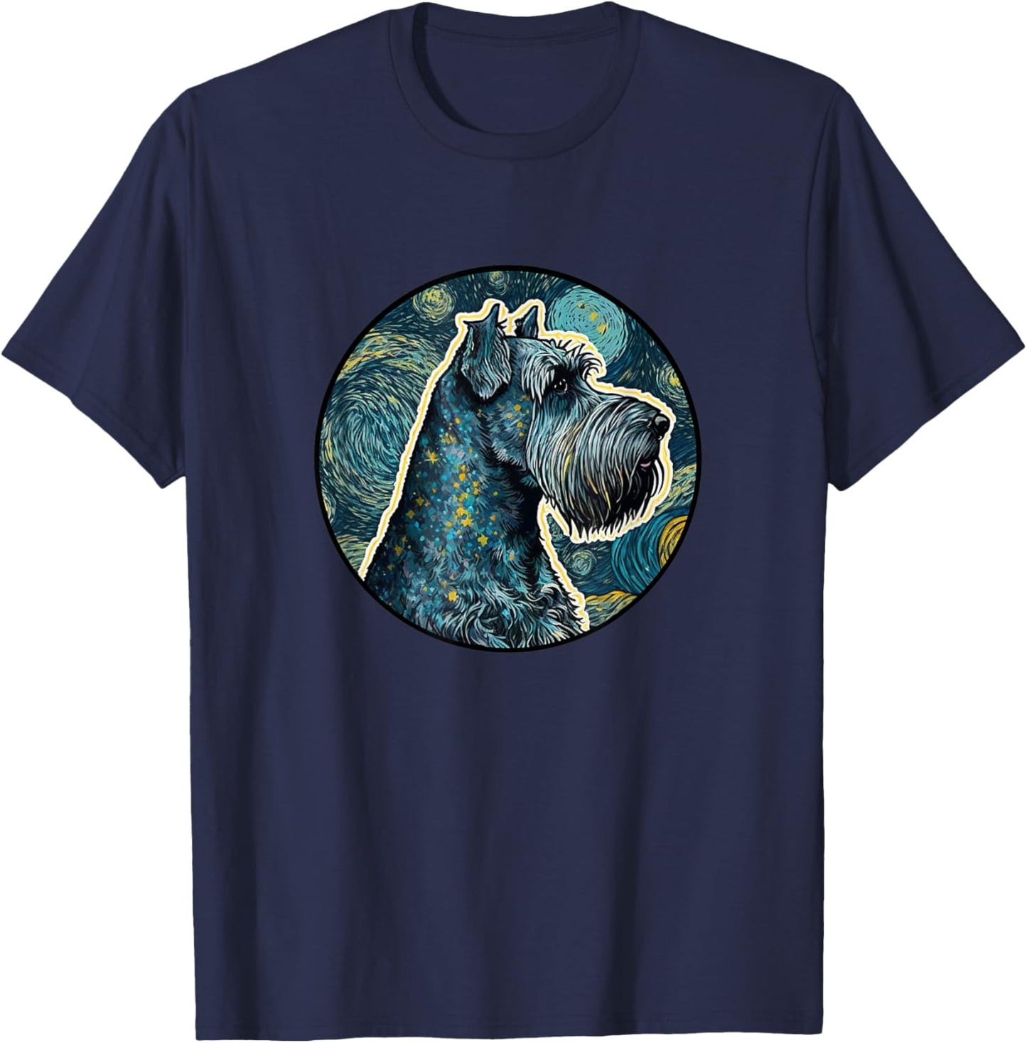 Standard Schnauzer Starry Night Painting Dog Mom Dad T-Shirt - T-Shirt | Navy
