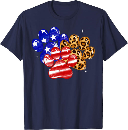 Leopard American Flag Hearts 4th Of July Dog Paw Print Cute