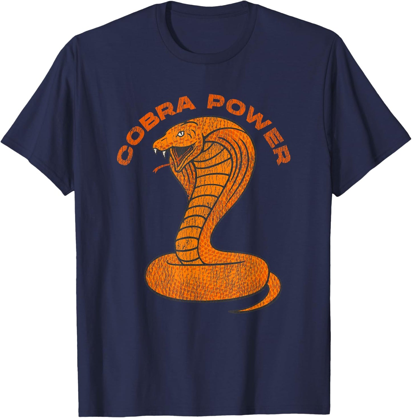 Vintage Distressed King Cobra Power Snake Muscle Car Karate T-Shirt - T-Shirt | Navy