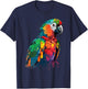 Colorful Parrot Watercolor T-Shirt - T-Shirt | Navy