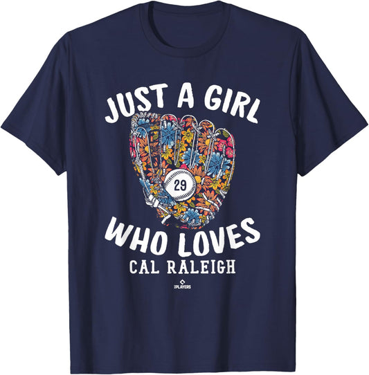 Just A Girl Who Loves Cal Raleigh Seattle MLBPA T-Shirt - T-Shirt | Navy