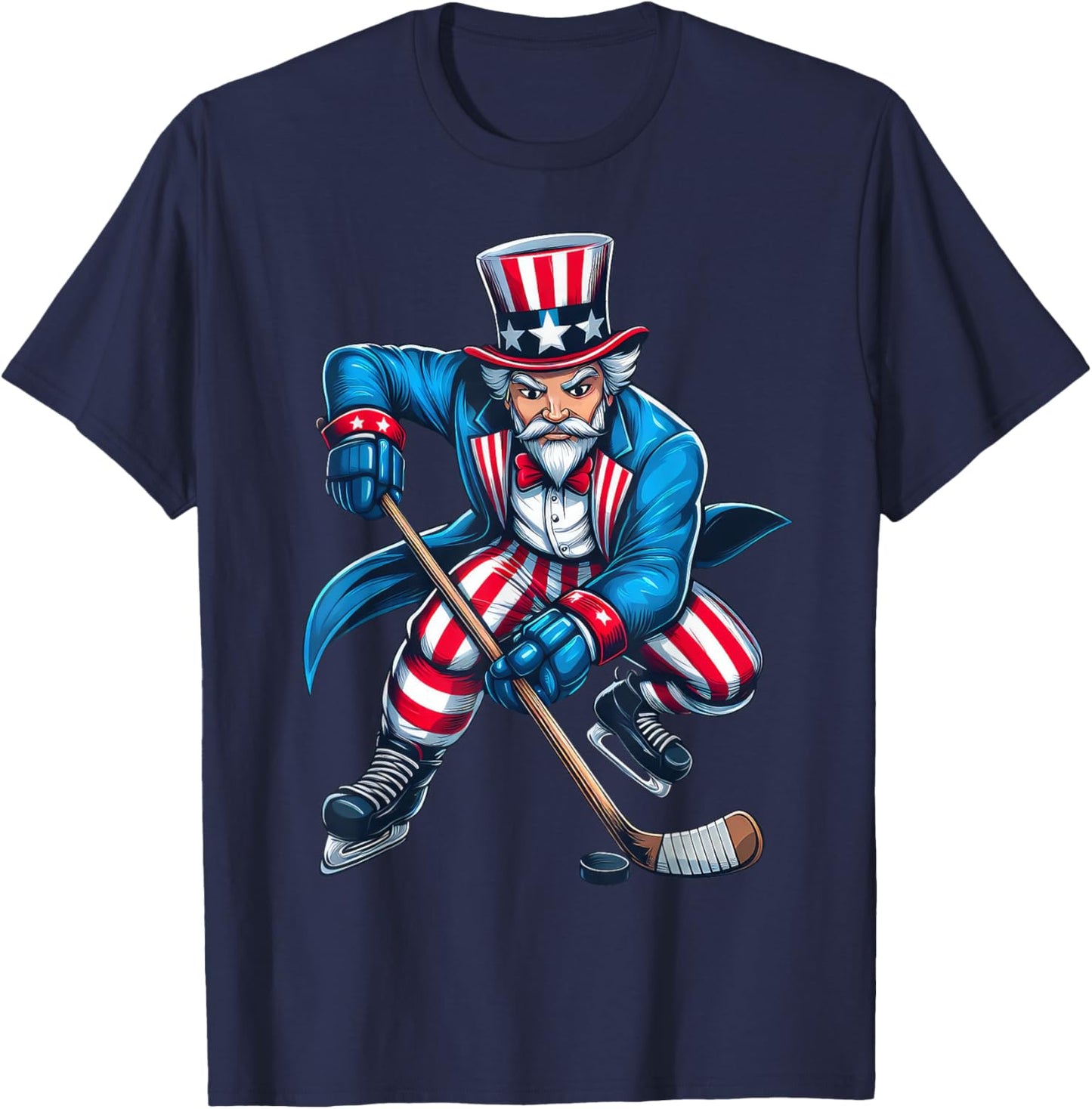 Uncle Sam Hockey Player 4th of July Boys Girls Kids Football T-Shirt - T-Shirt | Navy
