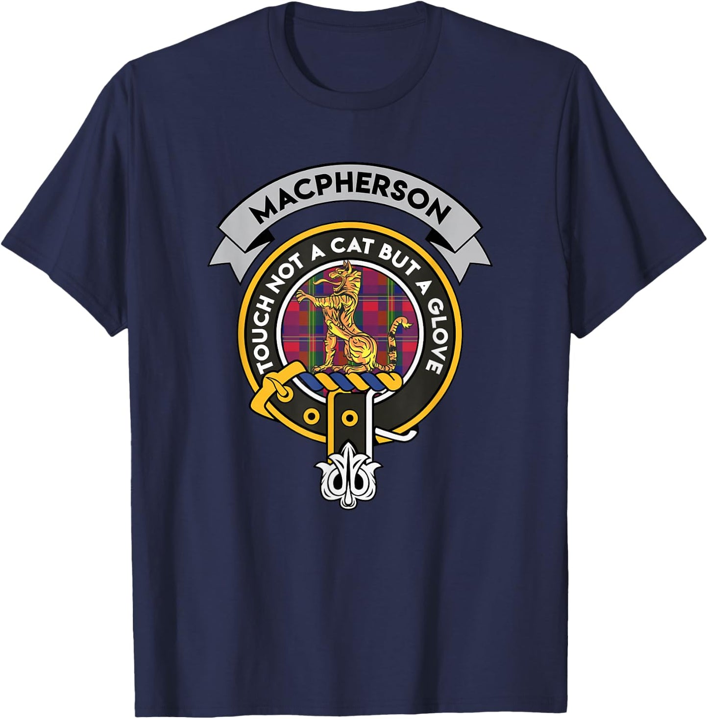 Macpherson Clan Badge Shirt - Scottish Tartan Shirt T-Shirt - T-Shirt | Navy