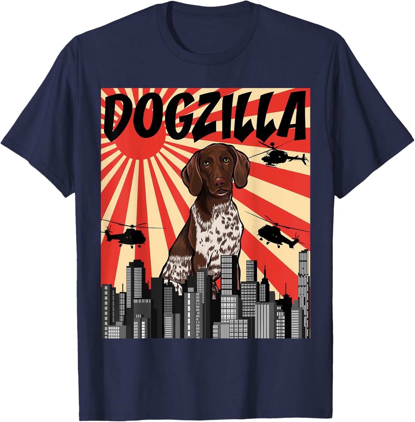 Funny Retro Japanese Dogzilla German Shorthaired Pointer T-Shirt - T-Shirt | Navy
