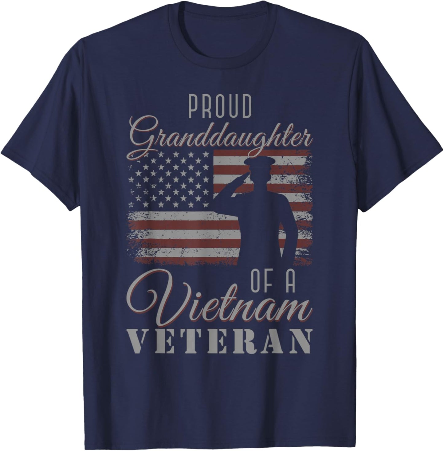 USA Flag Soldier Proud Granddaughter of A Vietnam Veteran T-Shirt - T-Shirt | Navy