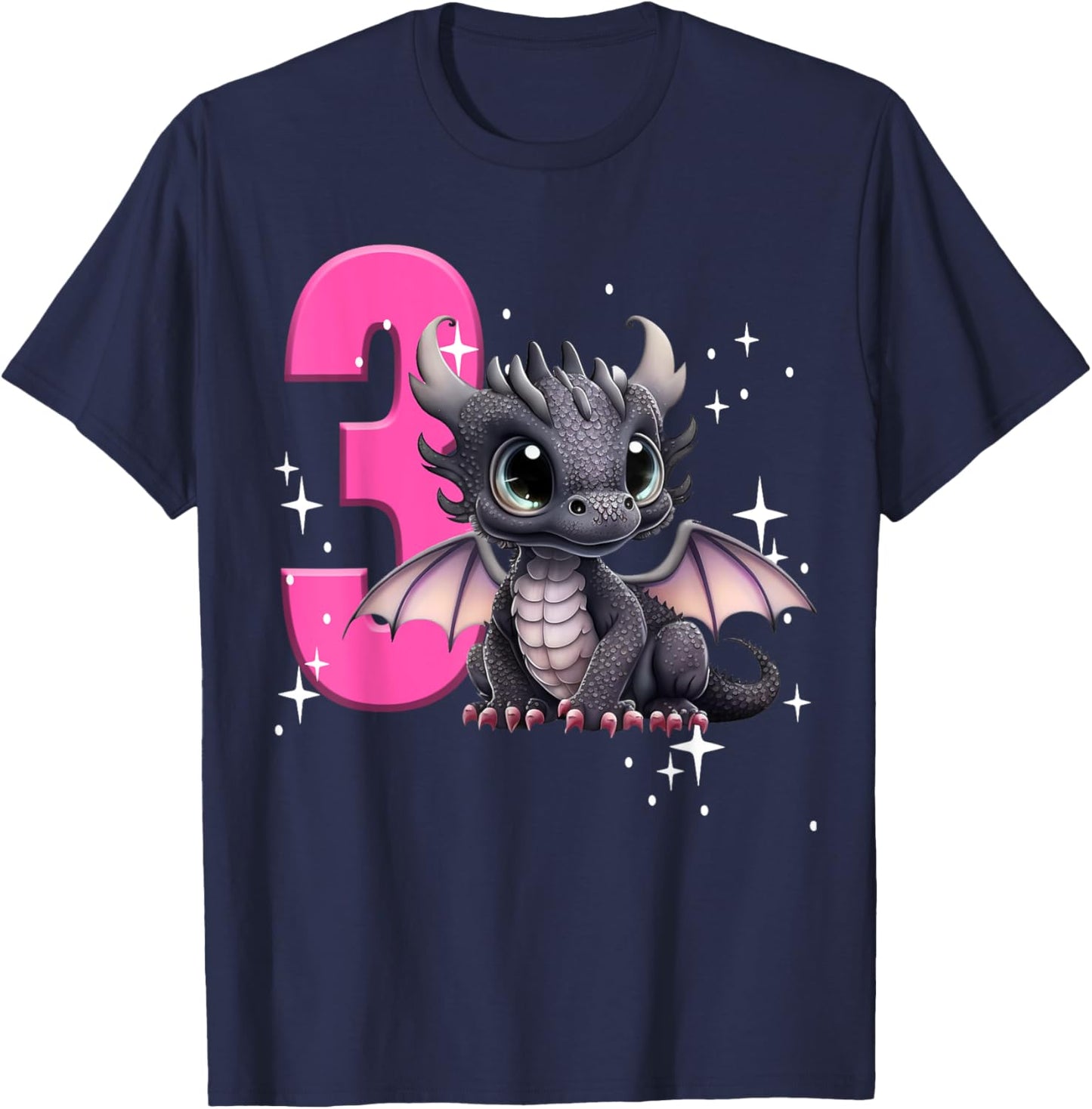 3rd Birthday Shirt Dragon Party Birthday Girl Toddler Three T-Shirt - T-Shirt | Navy