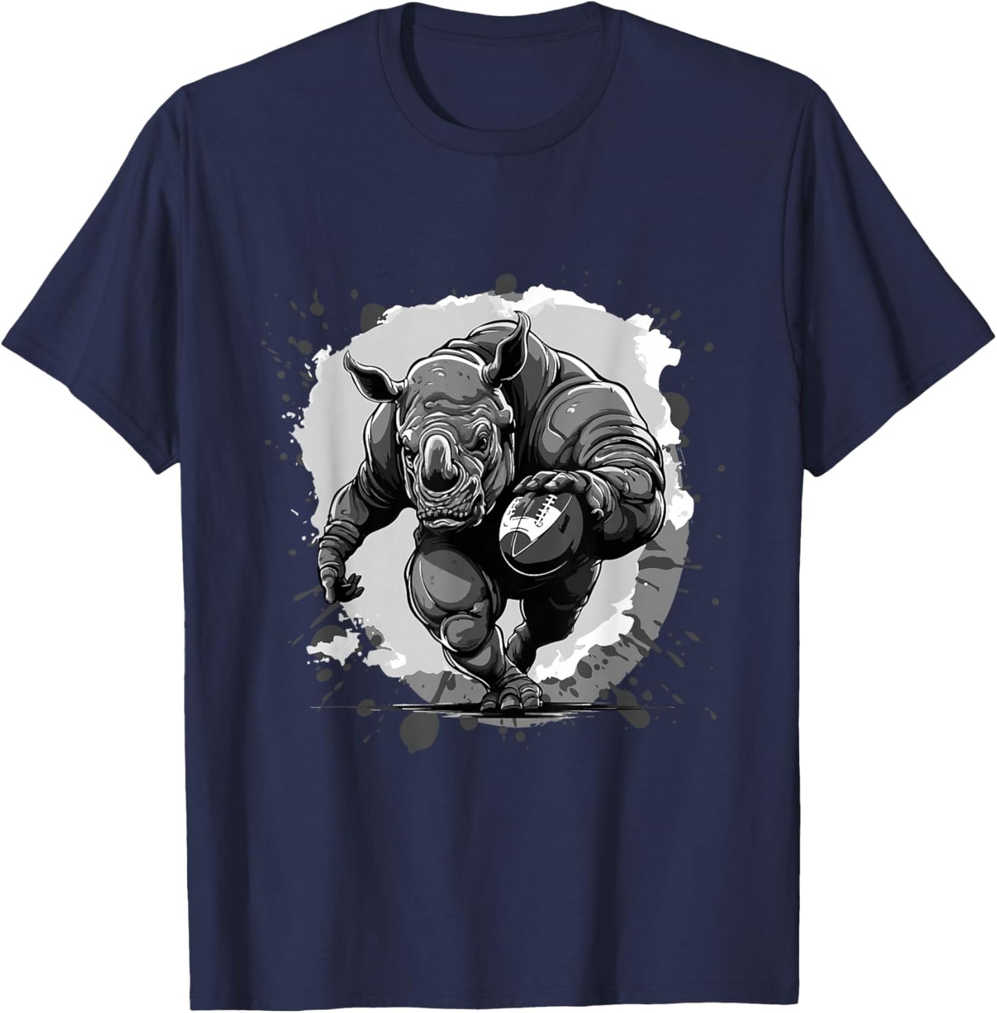 Rhino Playing American Football Sport T-Shirt - T-Shirt | Navy
