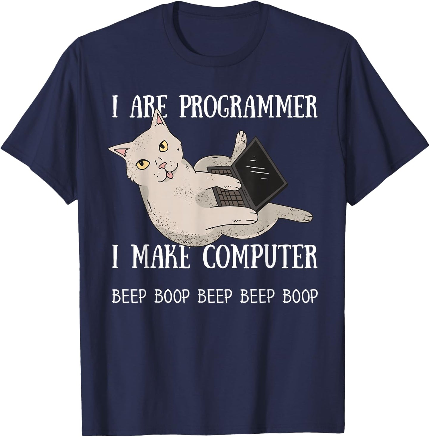 Funny I are Programmer Computer Science Cat Kitty Nerd T-Shirt - T-Shirt | Navy