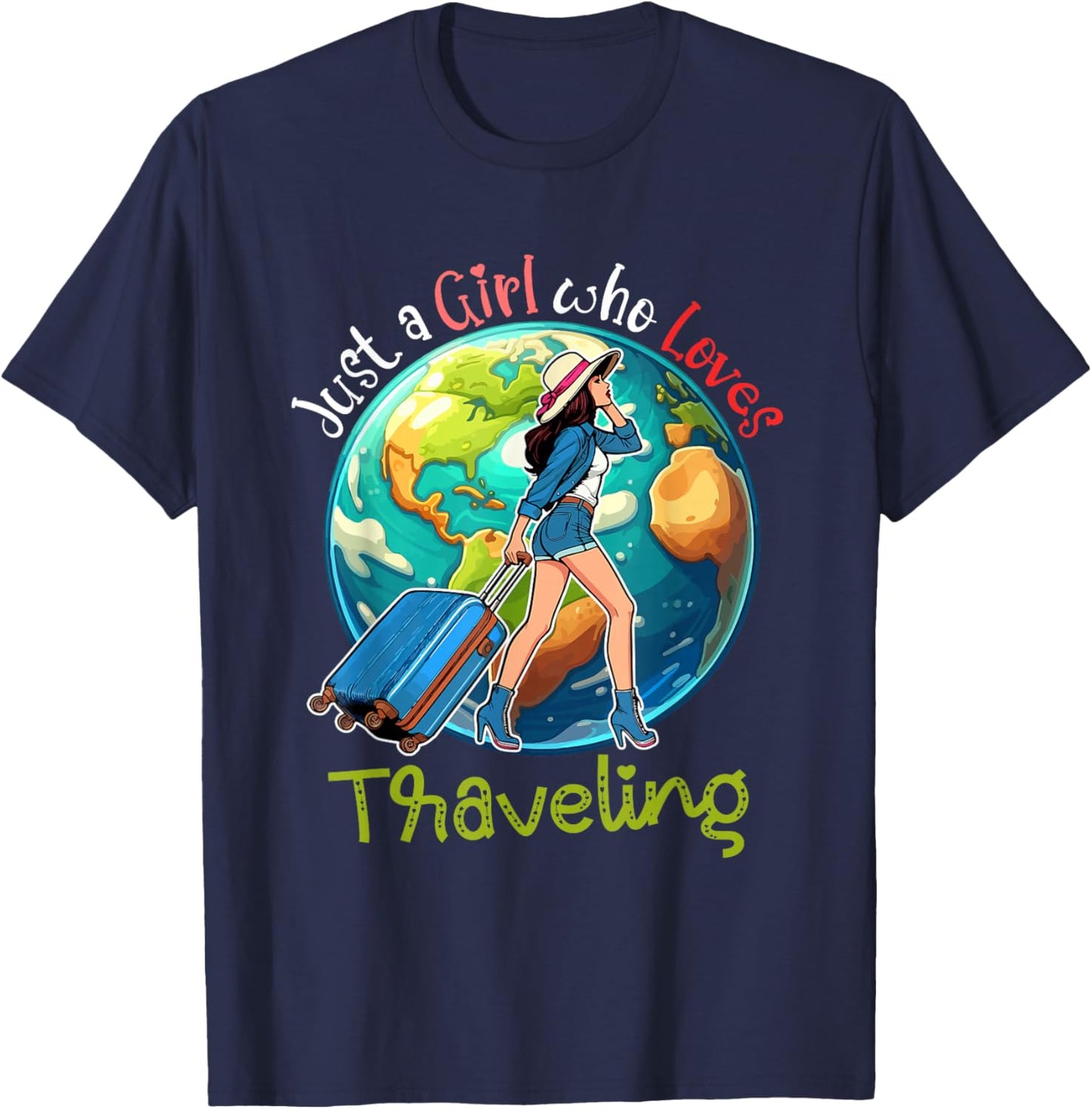 A Girl Loves Traveling Costume Men Matching Travel Lover T-Shirt - T-Shirt | Navy