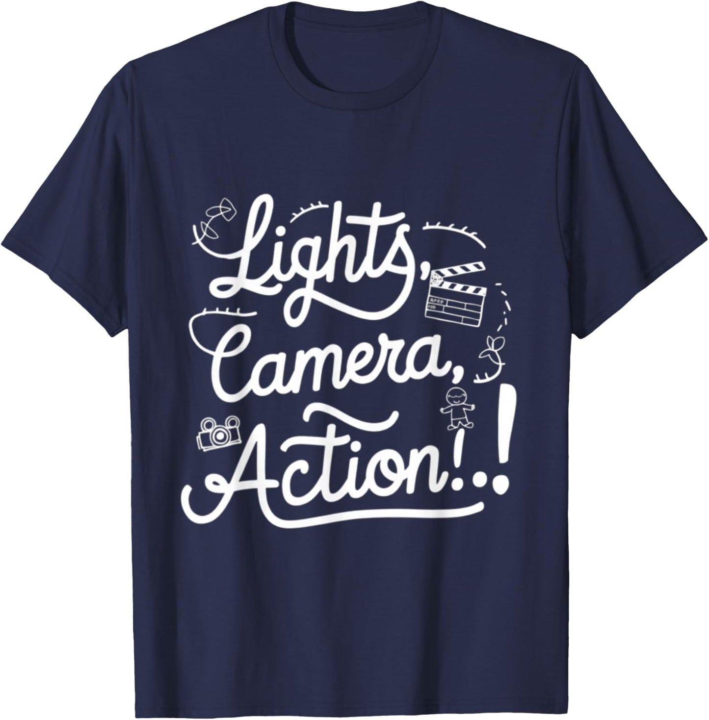 Director Film Crew Lights Camera Action Video Producer Quote T-Shirt - T-Shirt | Navy