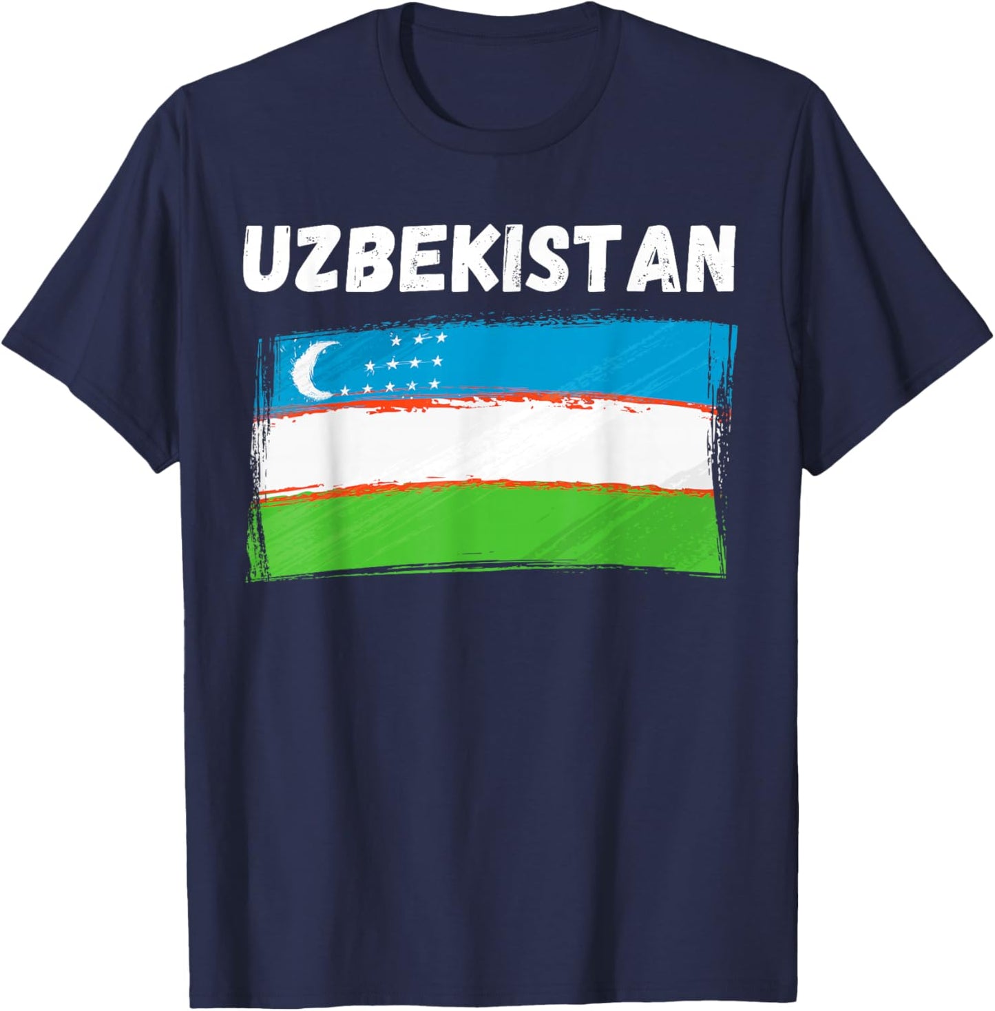 Uzbekistan Flag Vintage Grunge Uzbek Flag Uzbekistan T-Shirt - T-Shirt | Navy
