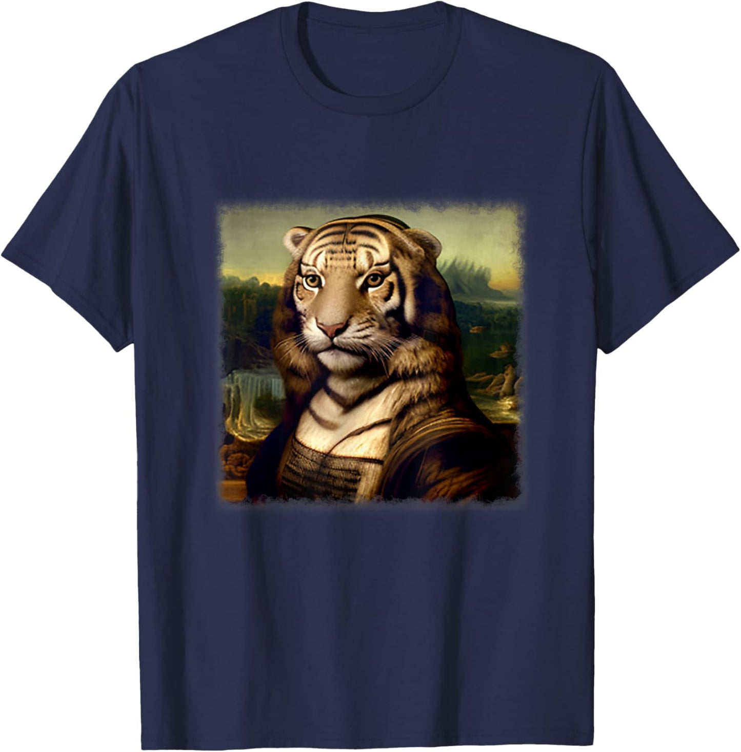 Mona Lisa with Tiger Head T-Shirt - T-Shirt | Navy