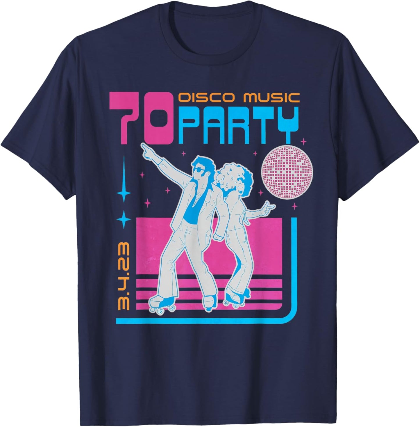 Disco Music Party 70s Themed Vintage Retro 1970 Dancing 70's T-Shirt - T-Shirt | Navy