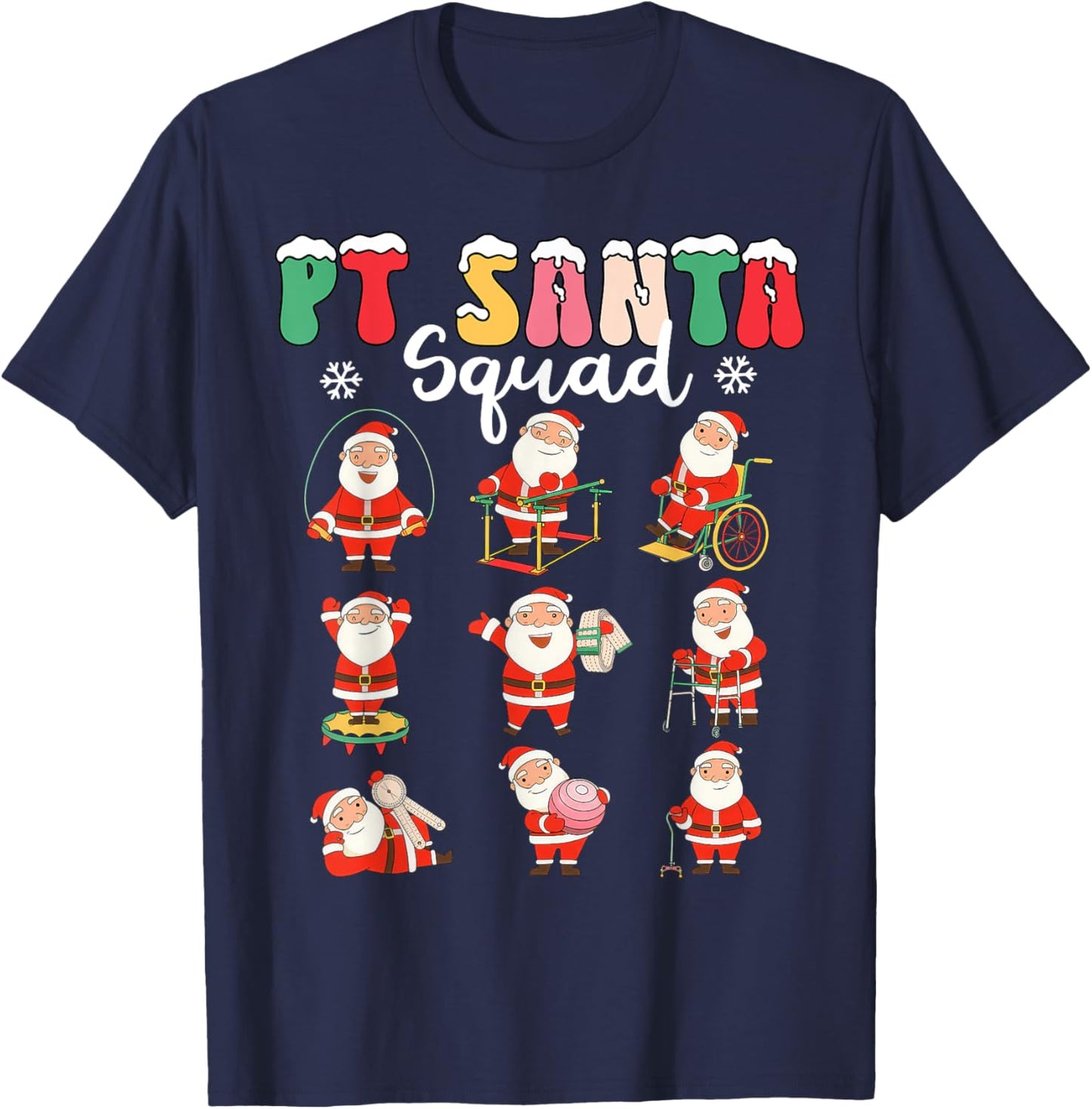 PT Santa Squad Physical Therapy Christmas Physical Therapist T-Shirt - T-Shirt | Navy