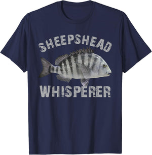 Sheepshead Whisperer Funny Sheepshead Fishing Fish Lover T-Shirt - T-Shirt | Navy