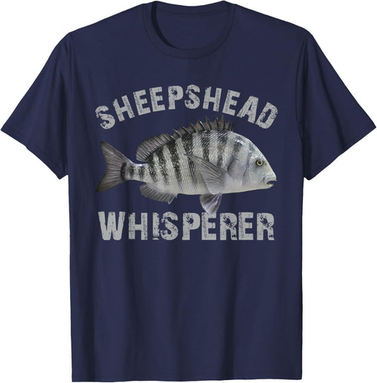 Sheepshead Whisperer Funny Sheepshead Fishing Fish Lover T-Shirt - T-Shirt | Navy