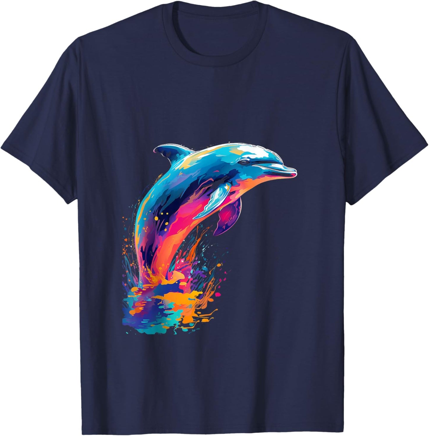 Dolphin Wildlife Colorful Design Dolphin Lover Wildlife Fish T-Shirt - T-Shirt | Navy