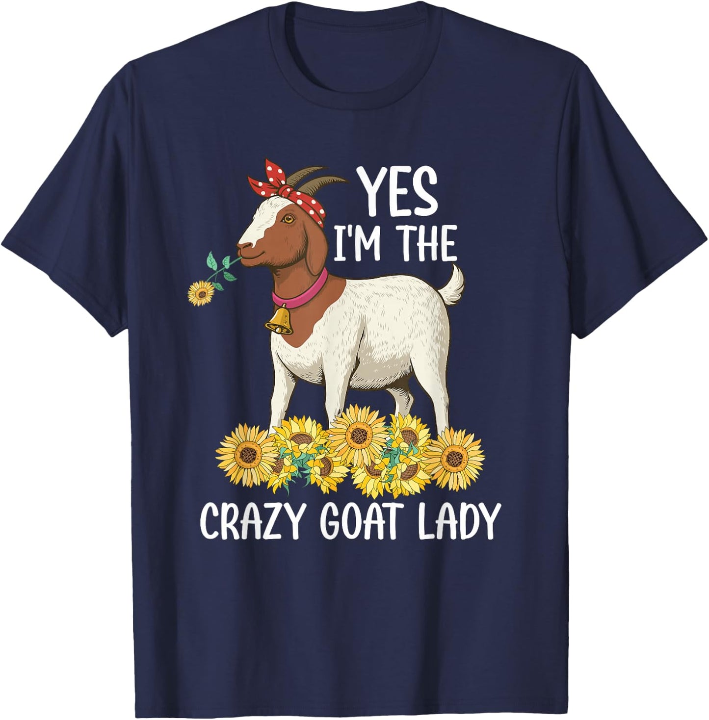 Crazy Goat Lady Funny Goat Mom Goat Owner Goat Farmer T-Shirt - T-Shirt | Navy