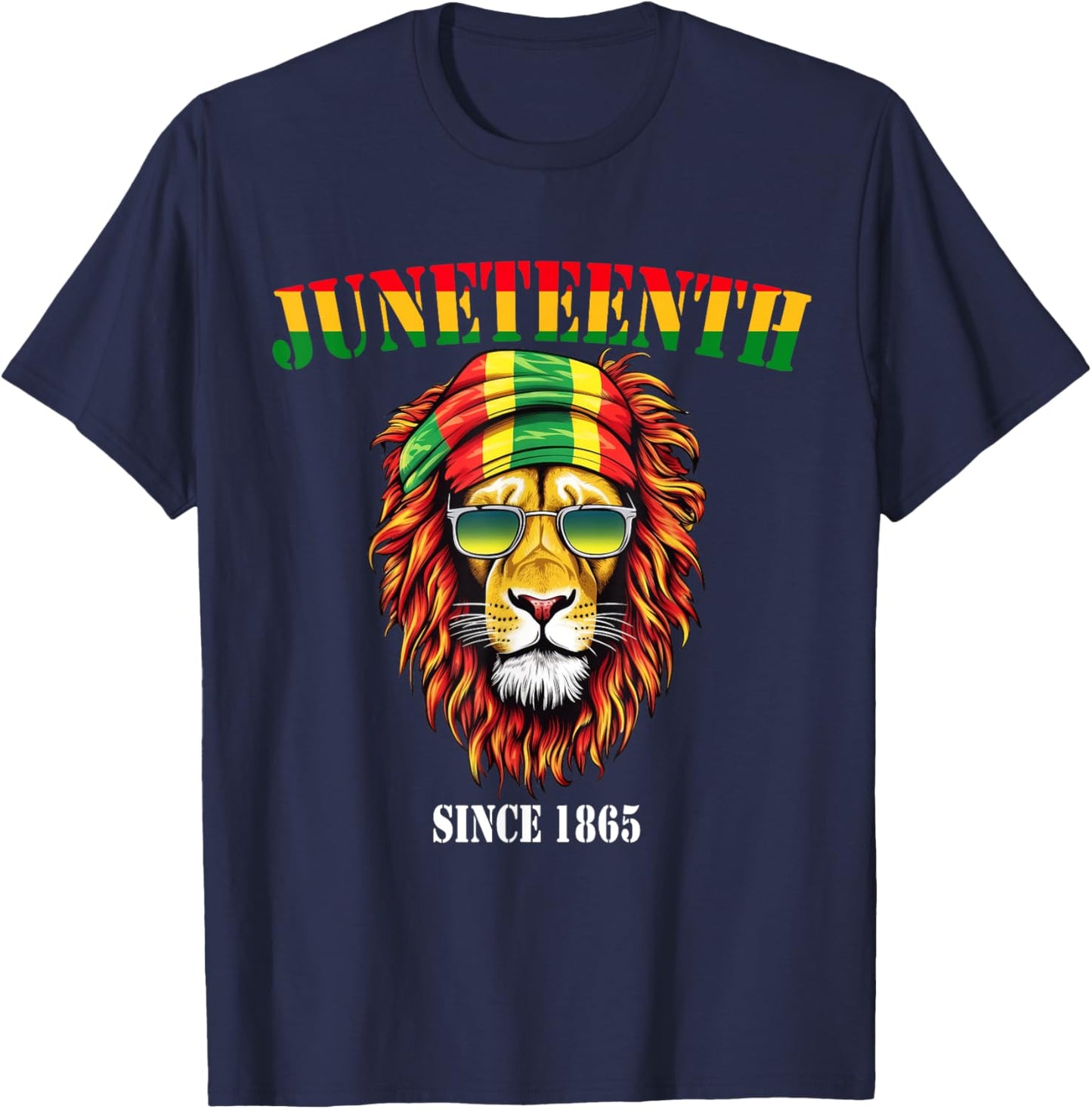 Awesome Lion Juneteenth Cool Black History June 19 2025 Flag T-Shirt - T-Shirt | Navy