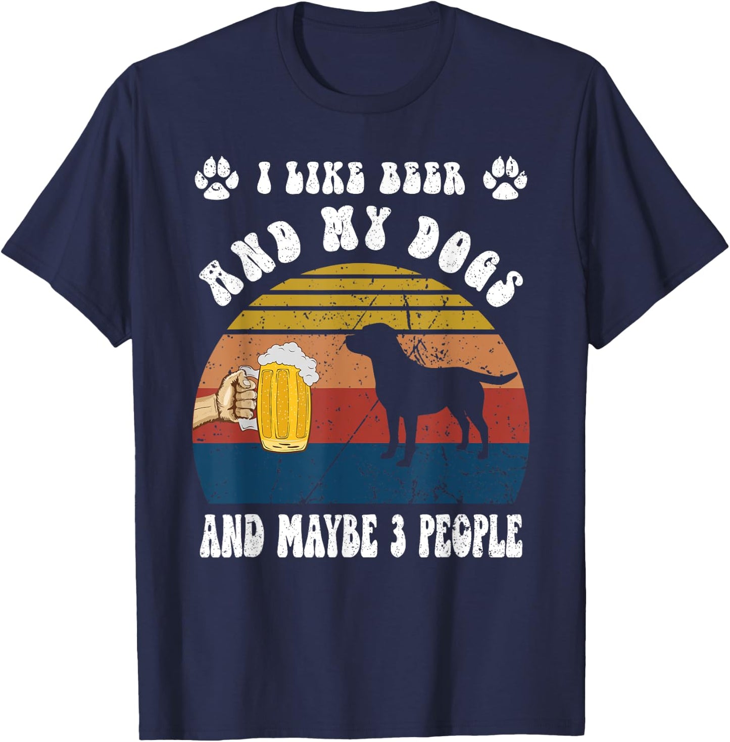 Vintage I Like Beer & My Labrador Dogs & Maybe 3 People T-Shirt - T-Shirt | Navy