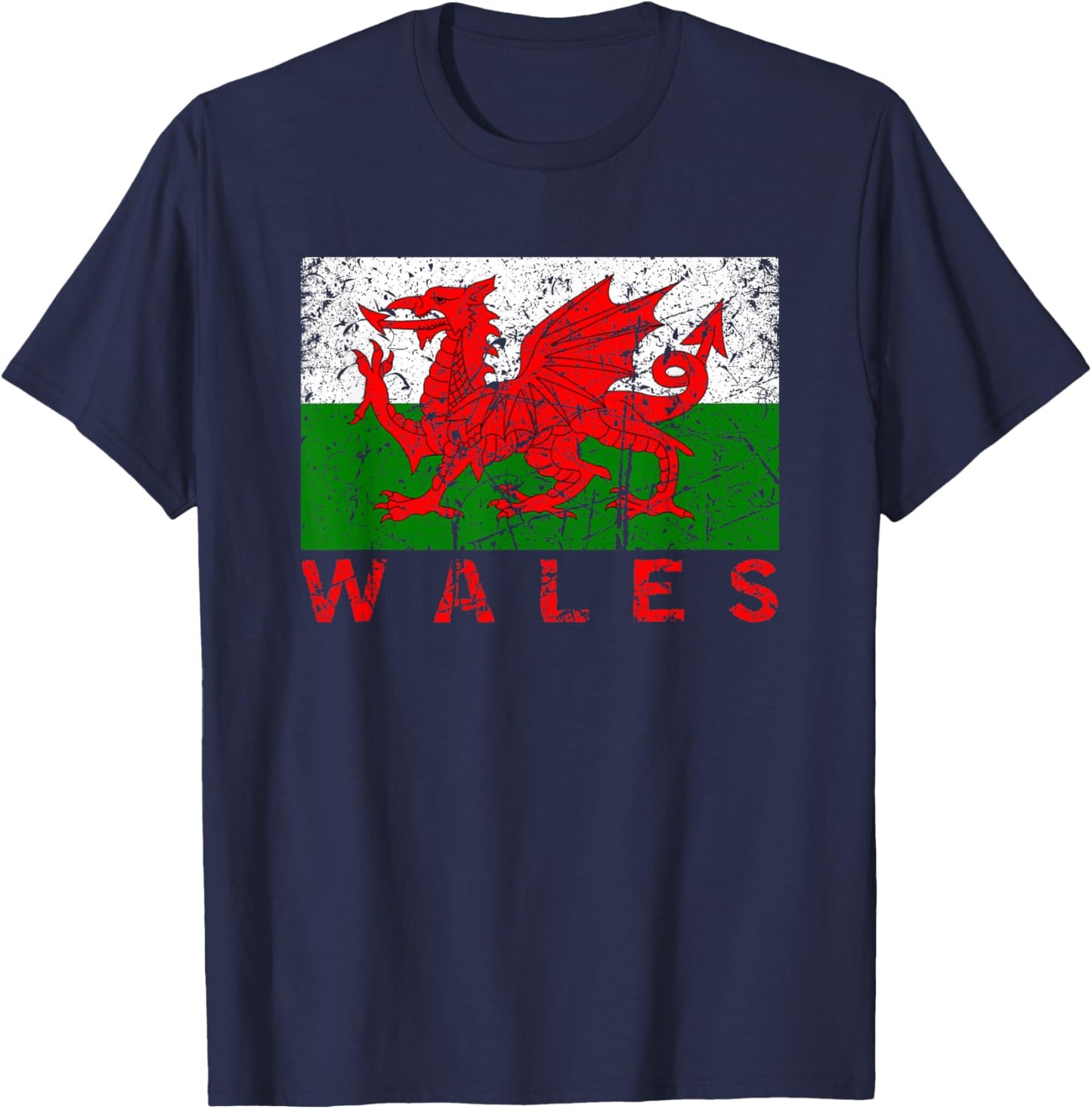 Wales Flag Wales Dragon Distressed Kids , Black, S T-Shirt - T-Shirt | Navy