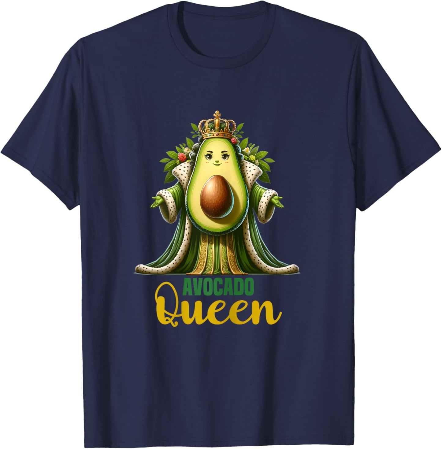 Avocado Queen Funny Vegan For Girls Women Cool Avocados T-Shirt - T-Shirt | Navy