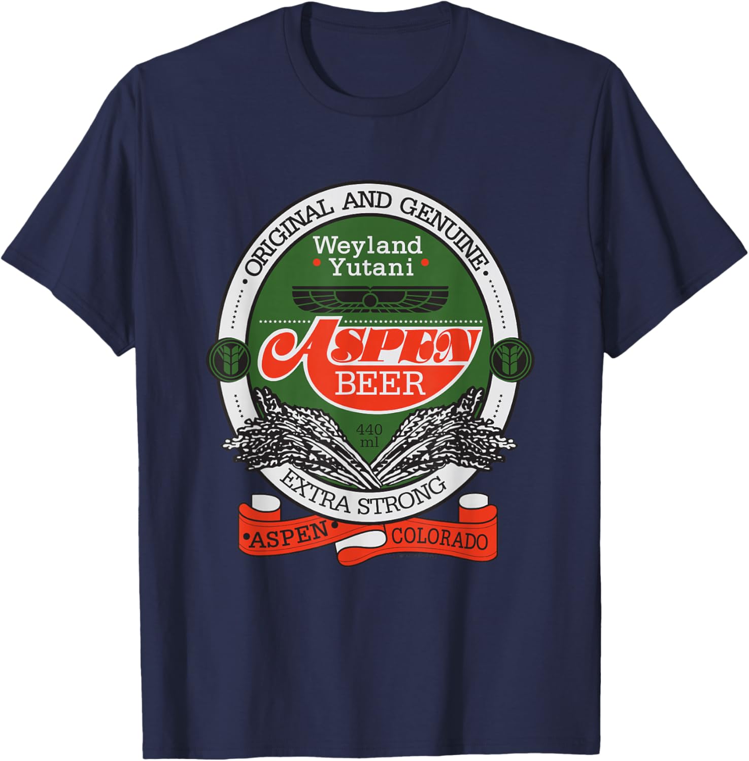 Alien: Romulus Original Weyland Yutani Aspen Beer Label T-Shirt - T-Shirt | Navy