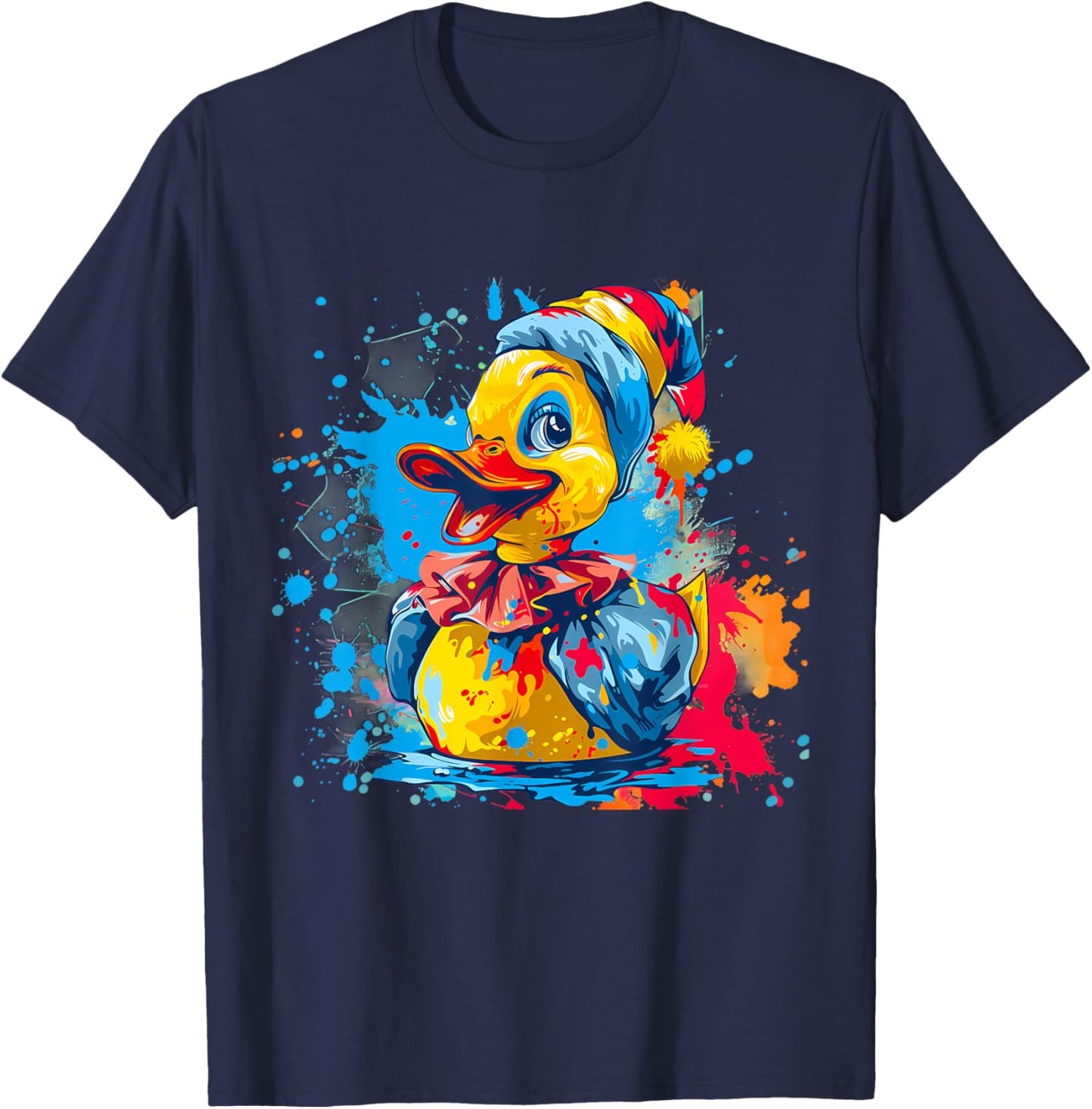 Rubber Duck Clown Rubber Duckling Rubber Duckie Watercolor T-Shirt - T-Shirt | Navy