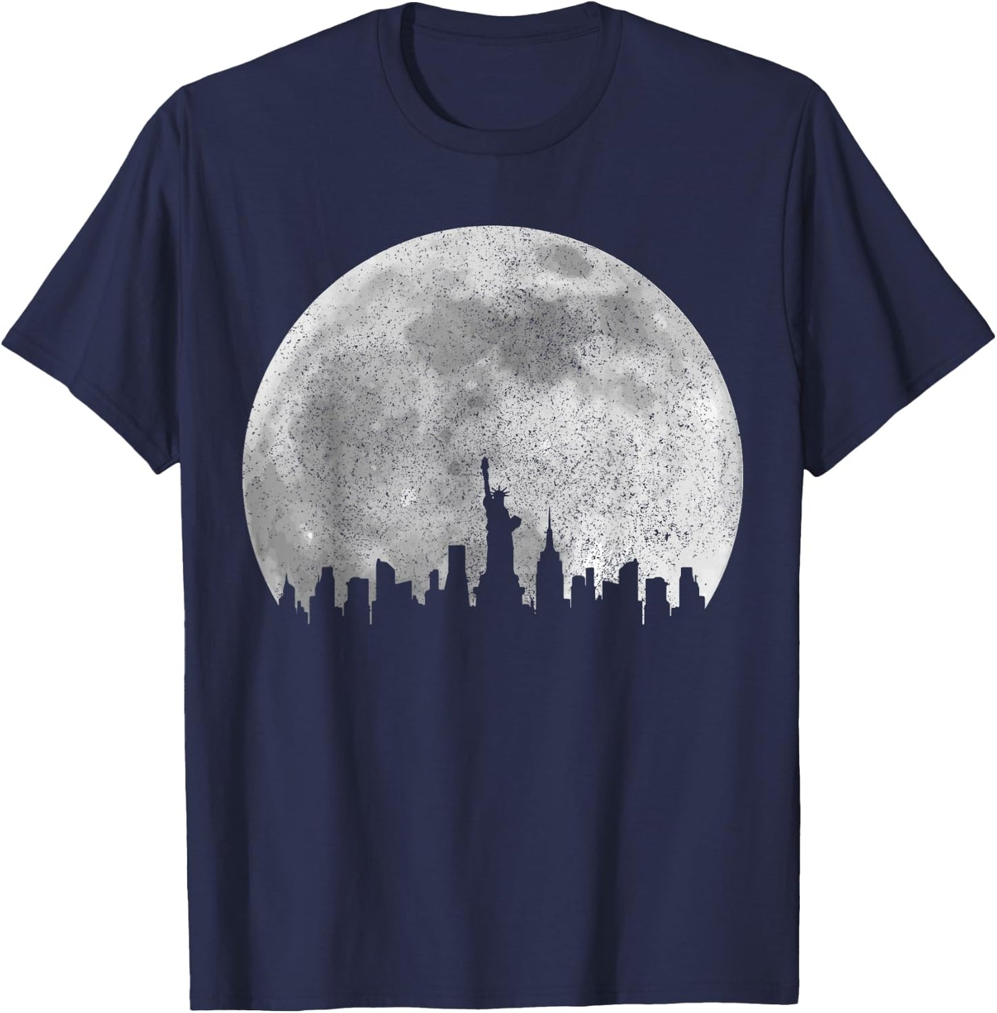 New York City NYC NY Skyline Moon Pride Vintage T-Shirt - T-Shirt | Navy
