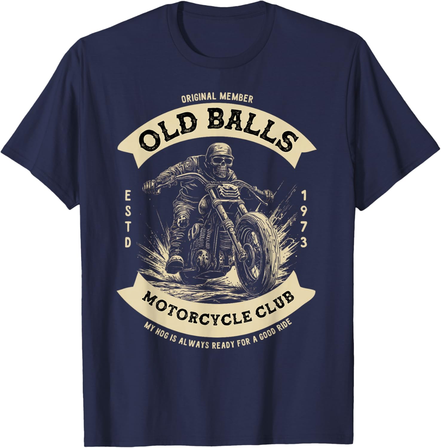 Funny 50th Birthday Vintage Motorcycle for Biker Dad T-Shirt - T-Shirt | Navy