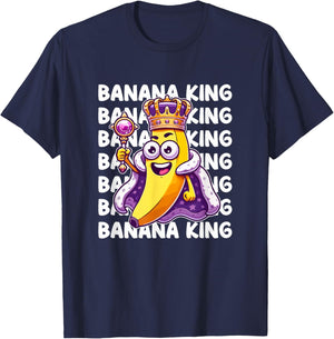 Banana Fruit Yellow King Men Women Kids Cute Cool Banana T-Shirt - T-Shirt | Navy