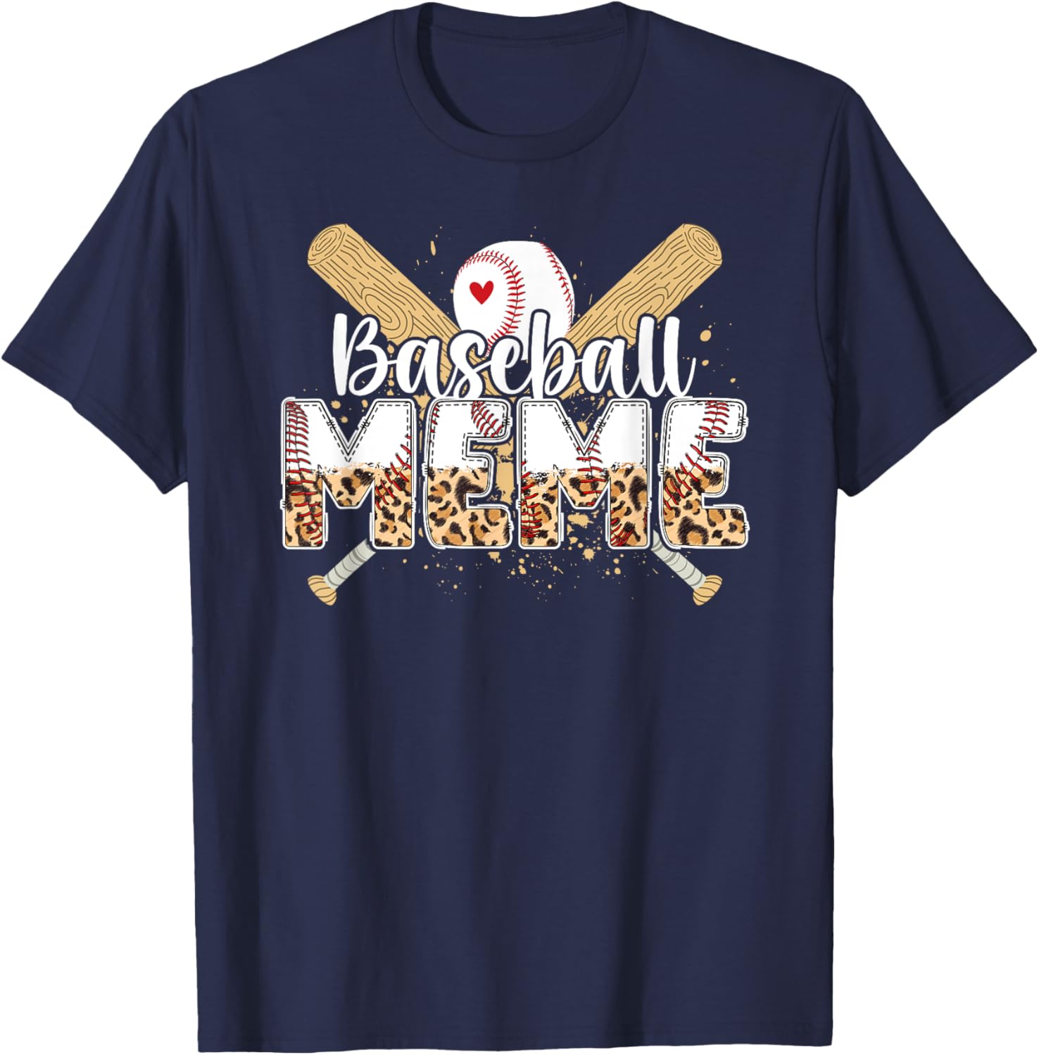 Baseball Meme Leopard Meme Of A Baseball Player Meme T-Shirt - T-Shirt | Navy