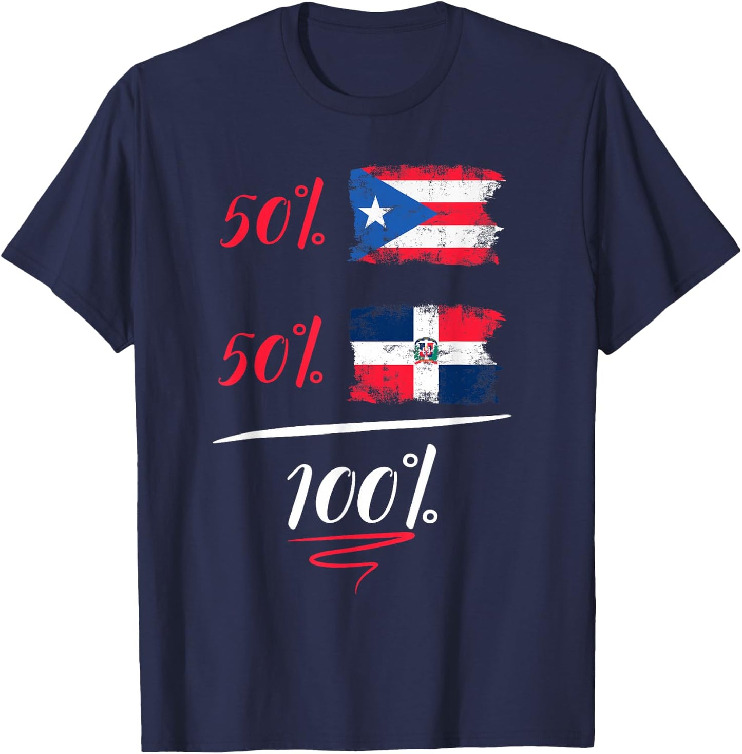 Puerto Rican And Dominican Heritage Flag Gift T-Shirt - T-Shirt | Navy