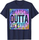 Tie Dye Straight Outta 4th Grade Graduate Class Of 2024 T-Shirt - T-Shirt | Navy