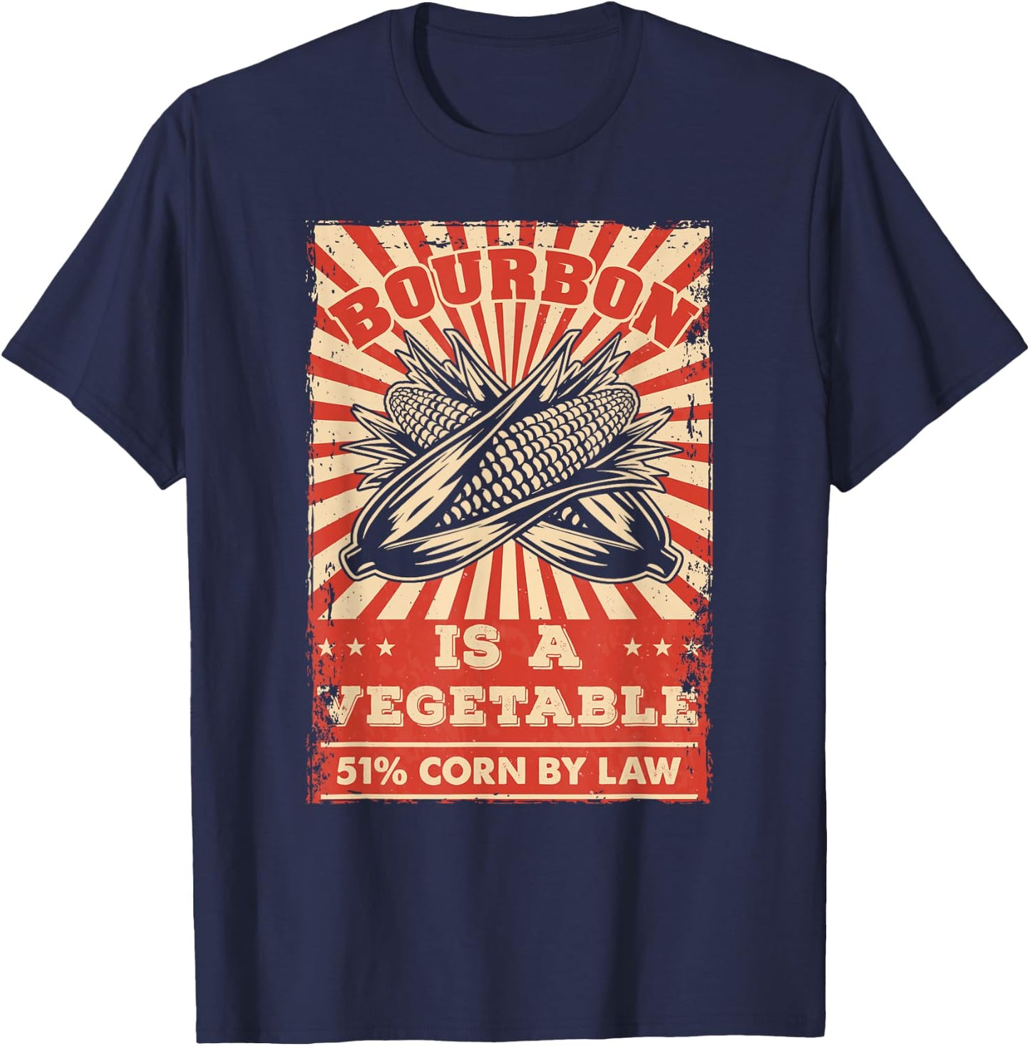 Vintage Bourbon Whisky Saying Bourbon is a Vegetable T-Shirt - T-Shirt | Navy