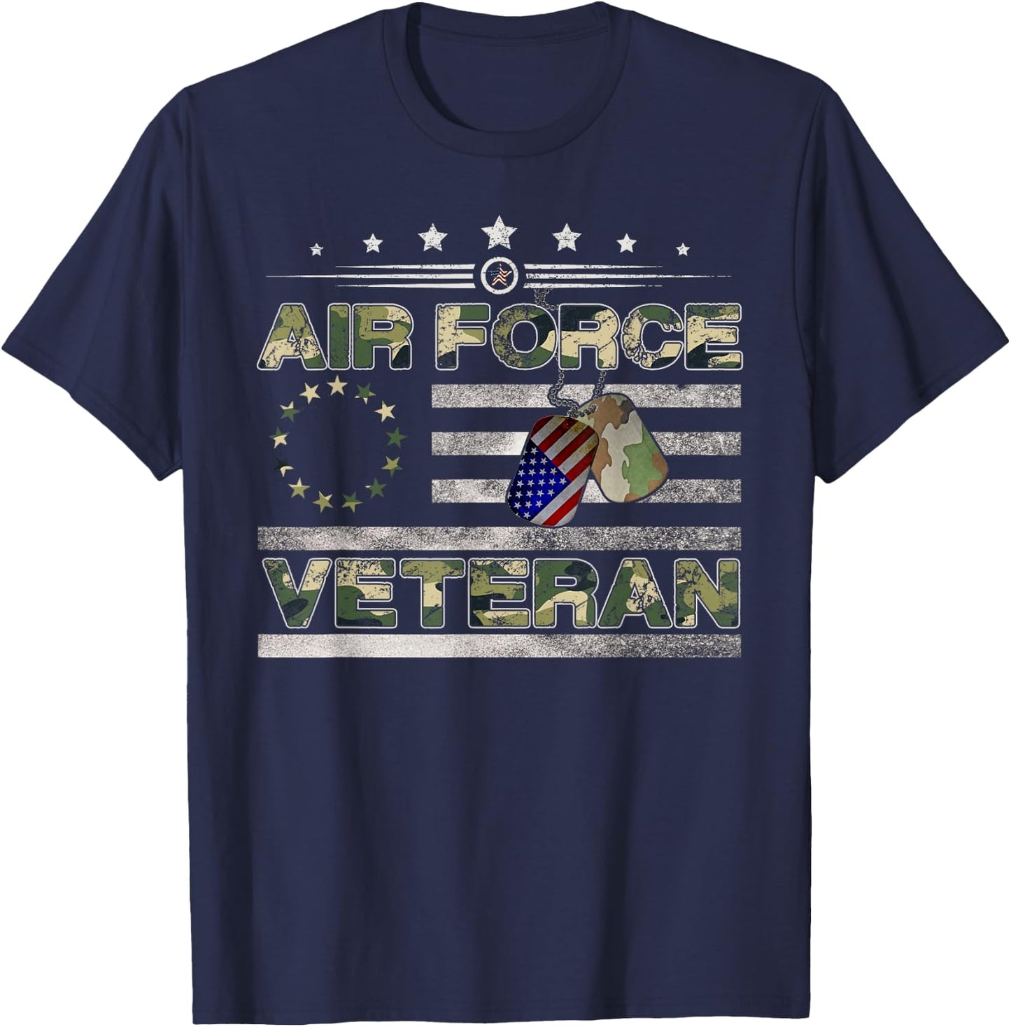Us Air Force Veteran Shirt American Betsy Ross Camo Flag T-Shirt - T-Shirt | Navy