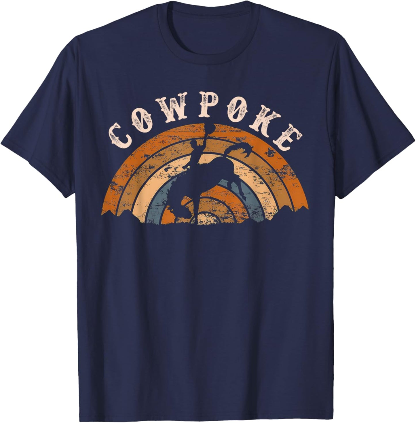 Western Cowpoke I'm Just a Cowpoke In The Big Rodeo Retro T-Shirt - T-Shirt | Navy