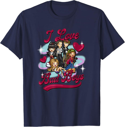 Bratz I Love Bad Boys Valentine's Day Airbrush T-Shirt - T-Shirt | Navy