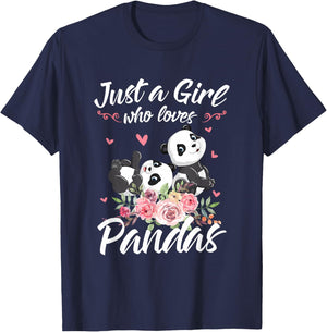Just A Girl Who Loves Panda Shirt Women Panda Christmas Gift T-Shirt - T-Shirt | Navy