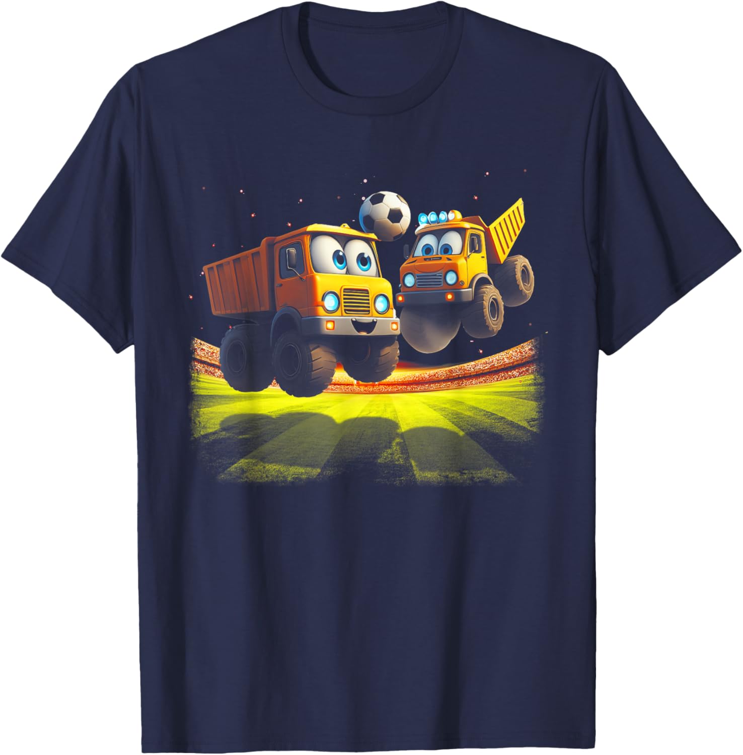 Soccer Ball Kids Football Construction Trucks Toddler Boys T-Shirt - T-Shirt | Navy