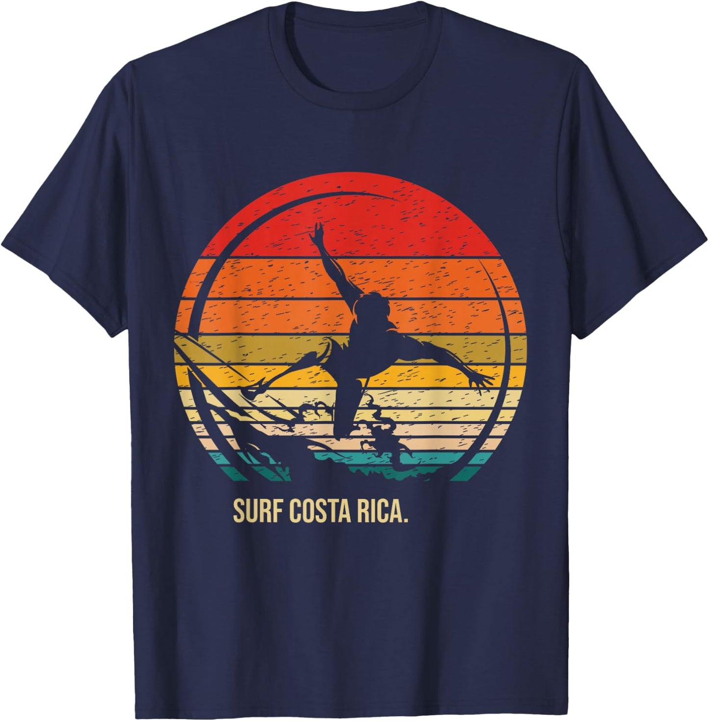 Vintage Surf Costa Rica Retro Surfer Surfing T-Shirt - T-Shirt | Navy