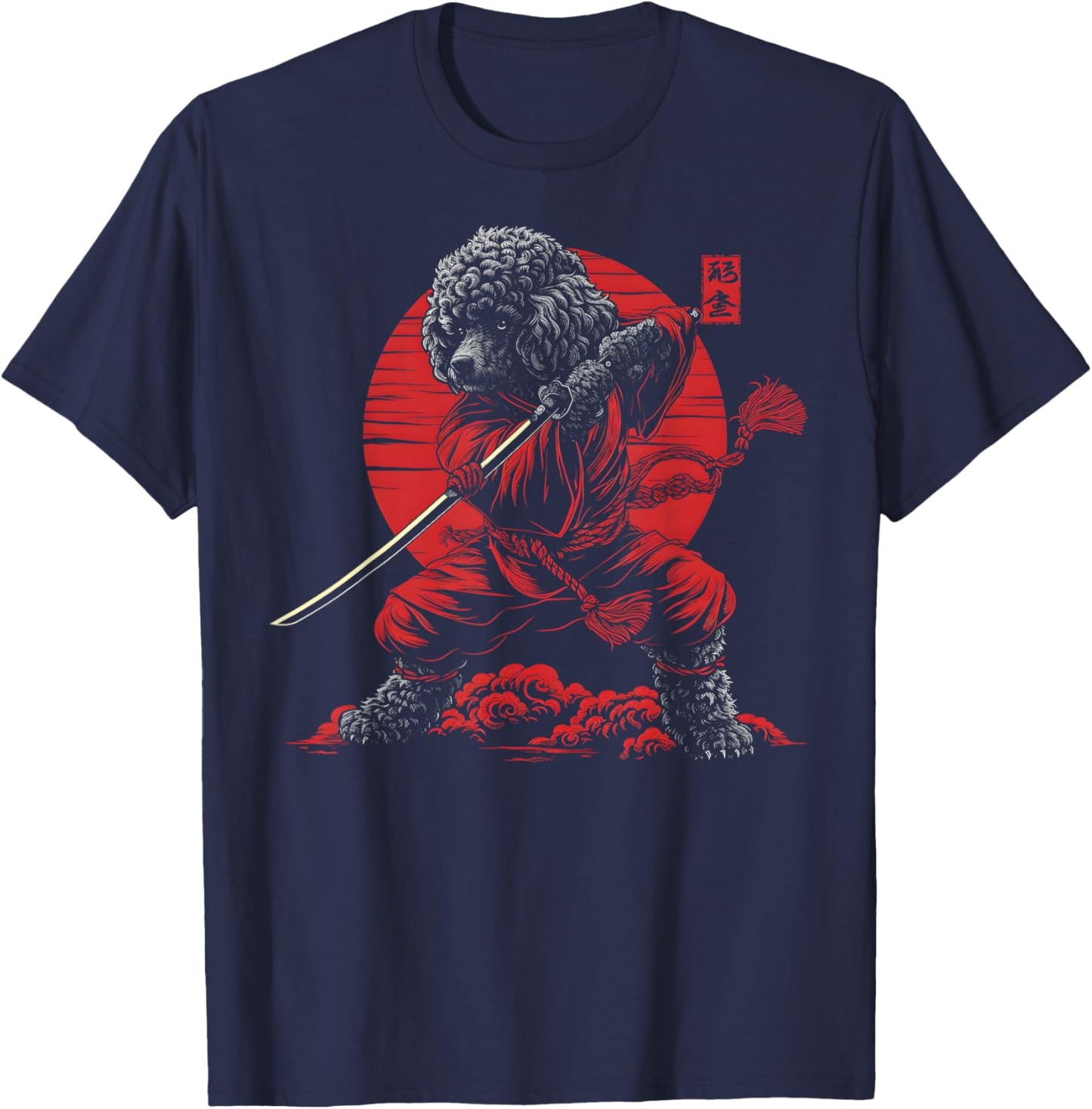 Poodle Dad Cute Japanese Anime Stuff Samurai Dog Ninja T-Shirt - T-Shirt | Navy