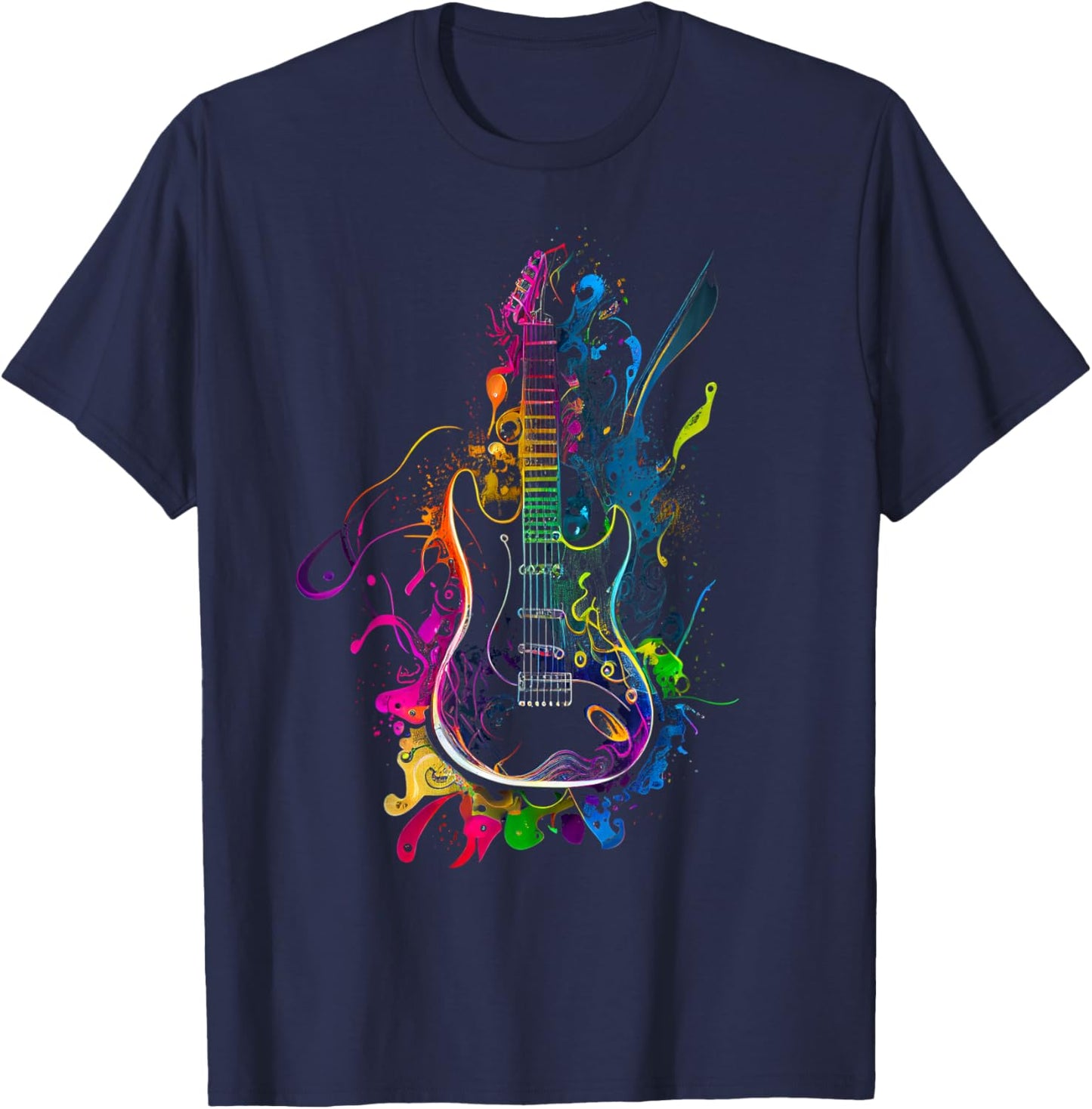 Electric Guitar Colors Colorful Musician Guitar Gift Gui T-Shirt - T-Shirt | Navy