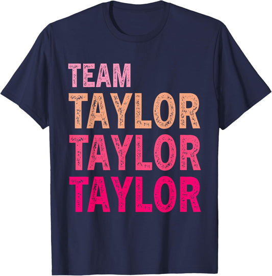 Girl Retro Taylor First Name Personalized Groovy Birthday T-Shirt - T-Shirt | Navy