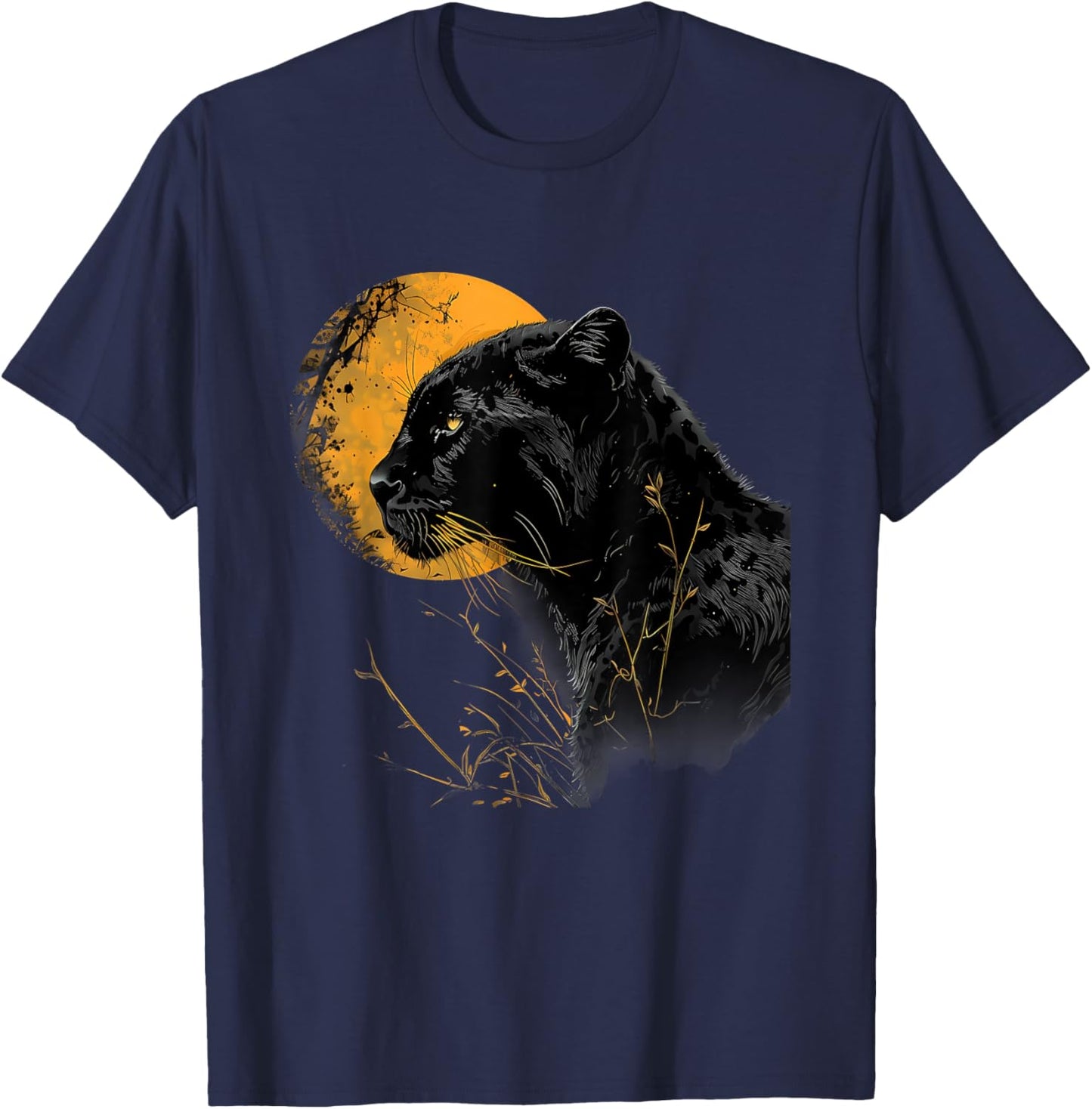 Panther Moon Panther Lover Portrait Tropical Animal Art T-Shirt - T-Shirt | Navy