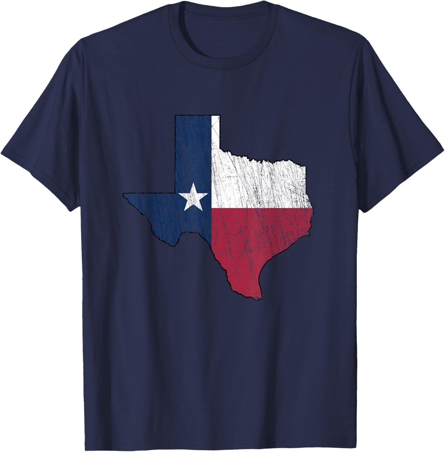 Texas Map - Worn/Distressed Design - Flag of Texas T-Shirt - T-Shirt | Navy
