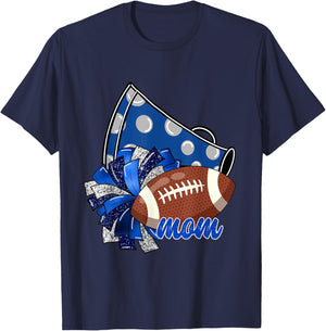 Cheer Mom Shirt, Megaphone Pom Pom Football Blue T-Shirt - T-Shirt | Navy