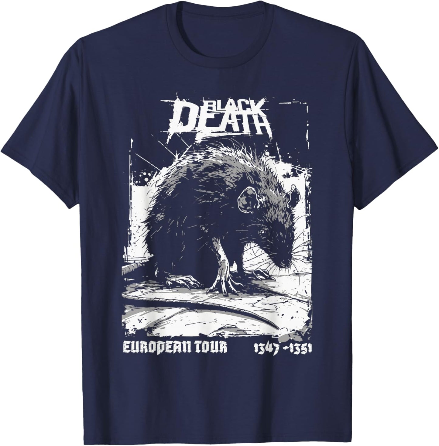 Black Death European Tour Plague Rat Medieval History Goth T-Shirt - T-Shirt | Navy